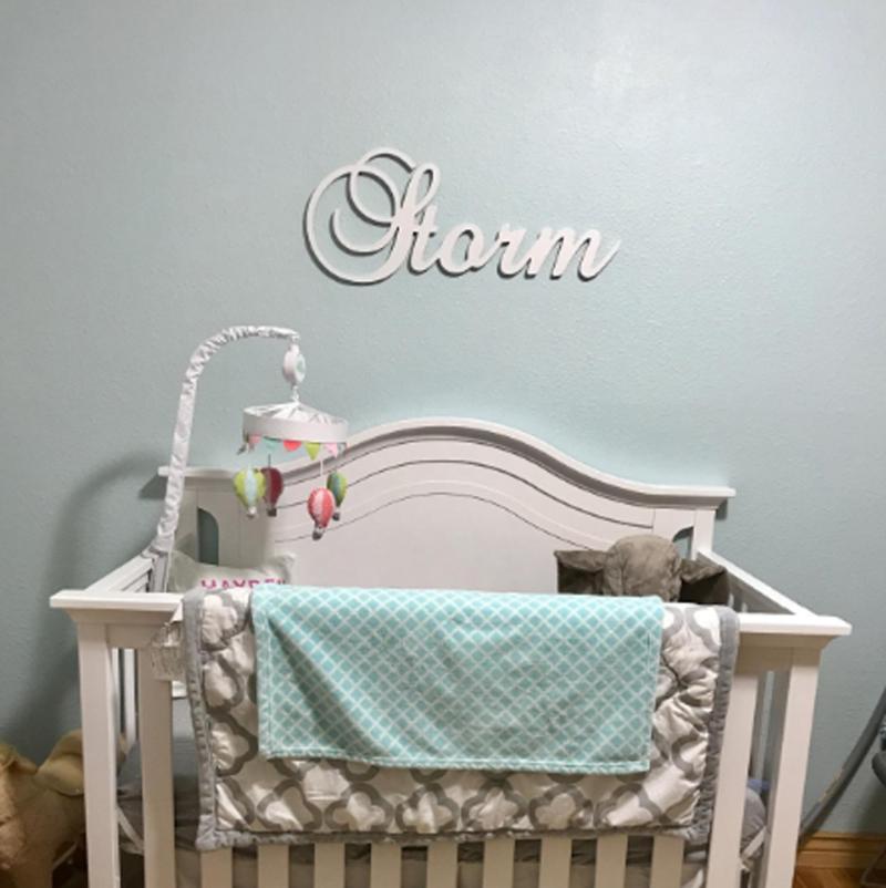 

Custom Personalized Wooden Name Sign Big WIDE - KATIE Font Letters Baby Plaque PAINTED Nursery Decor Wo Novelty Items