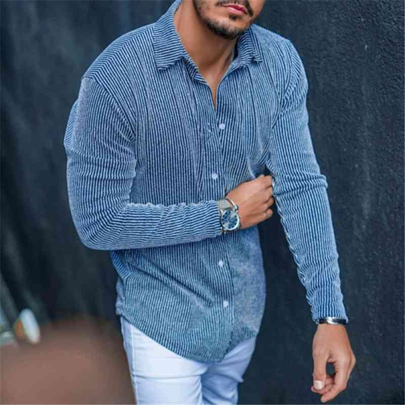 

men's vertical grain slim single breasted lapel shirt in autumn 2021, White;black