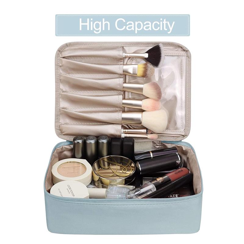 

Cosmetic Bags & Cases Makeup Bag For Women Travel Ladies Reusable Large Toiletry Girls Make Up Brush, Blue