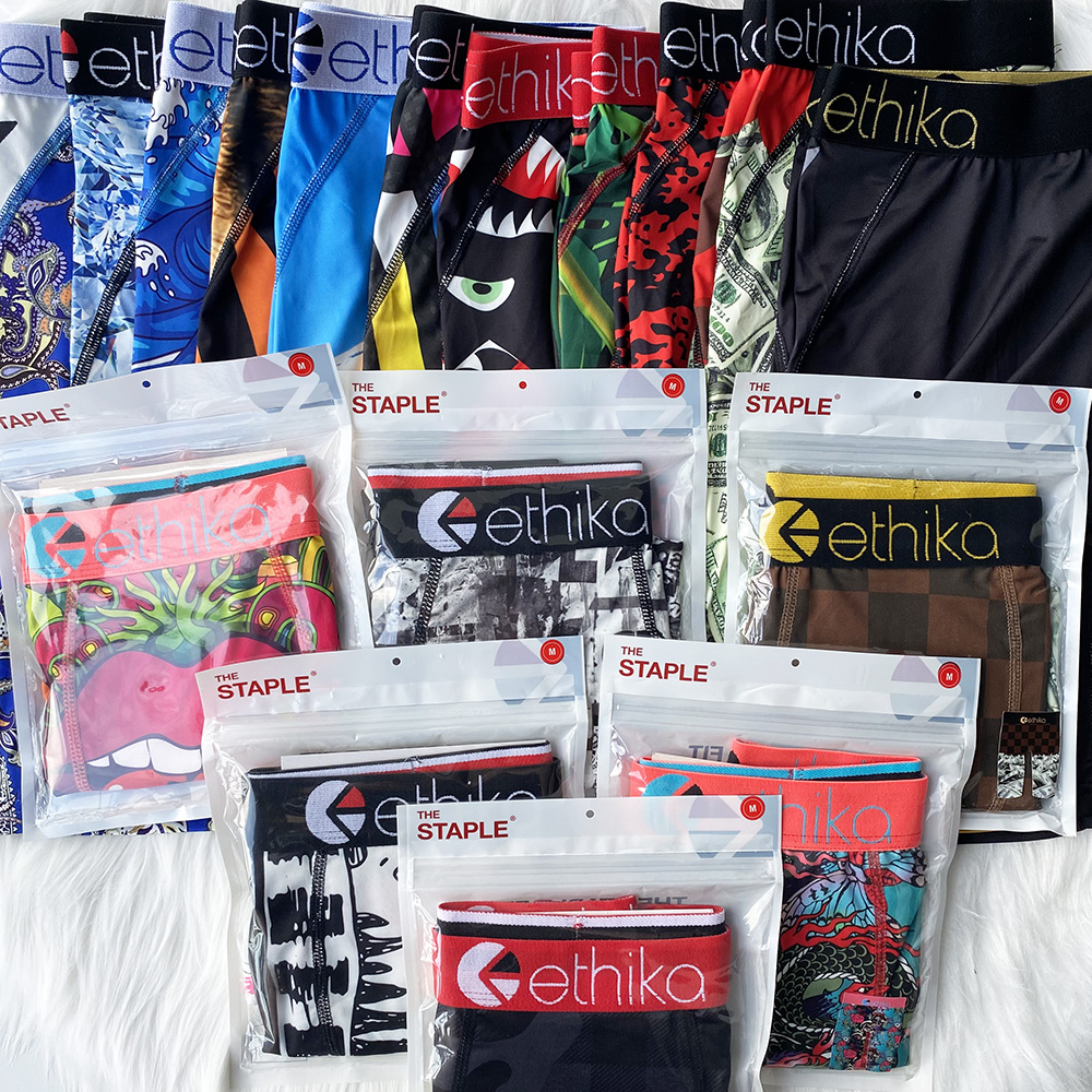 

Ethika Underpants Men Unisex Boxers Breif Pattern Sports Hip Hop Rock Excise Underwear Skateboard Street Fashion Streched S-2XL (Color can be selected)