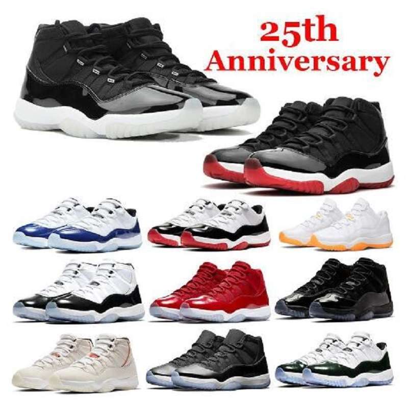 

Jumpman 11 11s 25th Anniversary 45 Bred Men Basketball Shoes Black Cat 4 13 Grey Legend Gym Red Gamma Sports Sneakers, # 43