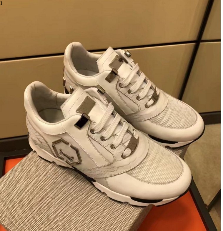 

Dio 2021 Arrive White Sneaker-Platform MensTop Stars Layer Leather of Rivet Skulls Casual Men Shoes EUR38-45 kjh002