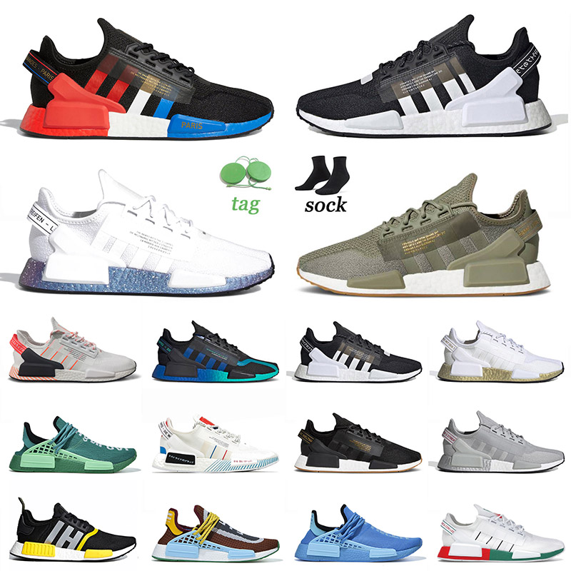 

2021 Top Quality NMD R1 V2 Running Sports Shoes Paris Legacy Green White Speckled Mens Women Mexico City Munich Human Race Trainers Sneakers 36-47, D35 thunder 36-45