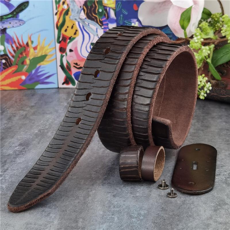 

Luxury Vintage Leather Belt Top Thick Men's Without Buckle Cinturon Mens Belts Buckles Waist Men SP20, Black;brown