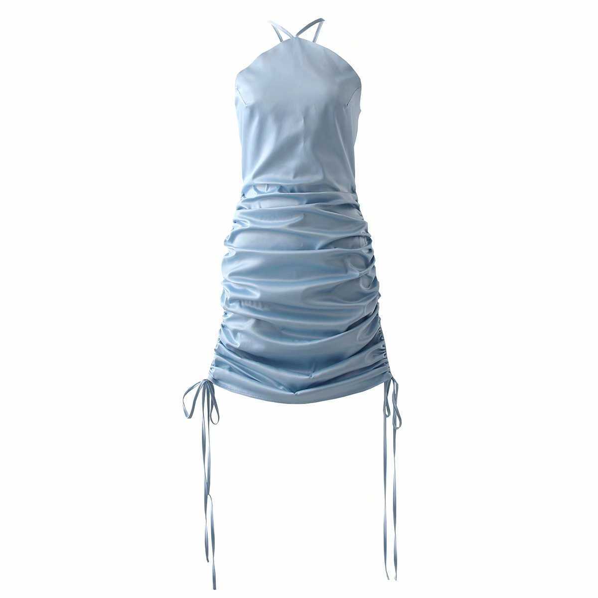 

Summer Dress Women Halter Backless elegant Casual Fashion Chic Lady Sexy Party Prom dress Woman robe femme 210709, Sky blue