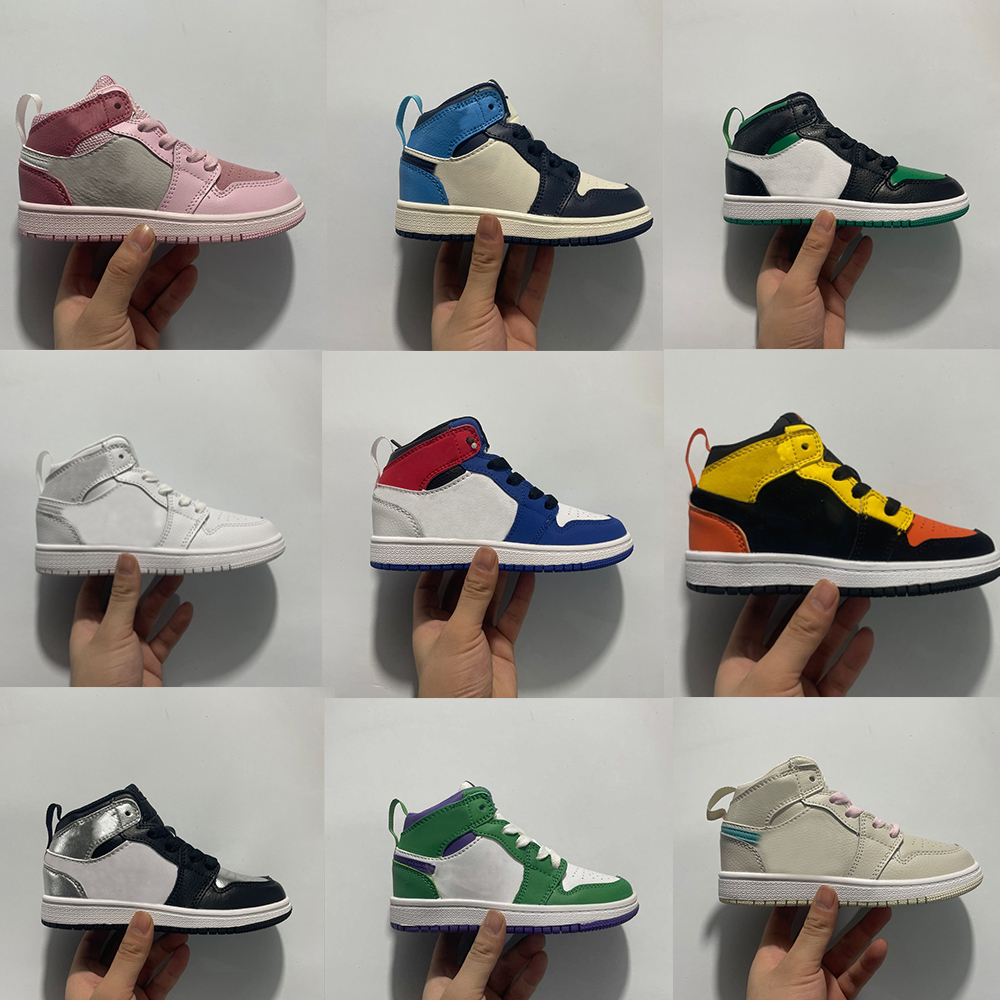 

2022 Kids jumpman 1s Basketball Shoes Infants 1 Toddler Sneakers Pine Green Royal Trainers Obsidian Chicago Bred Sneaker With Box