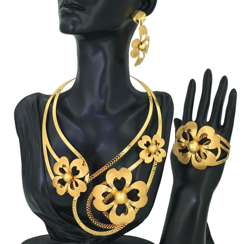 

Earrings & Necklace Mejewelry Latest High-Quality Gold-Plated Wedding Dating Women Fashion Italy Brazil Dubai Gold Plated Jewelry Sets FHK12, Silver