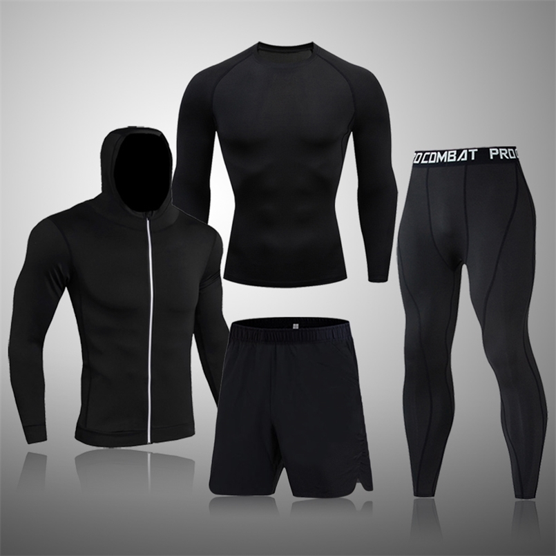 

winter Top quality thermal underwear men sets compression Sports suit sweat quick drying thermo underwear men clothing 211108, Shorts