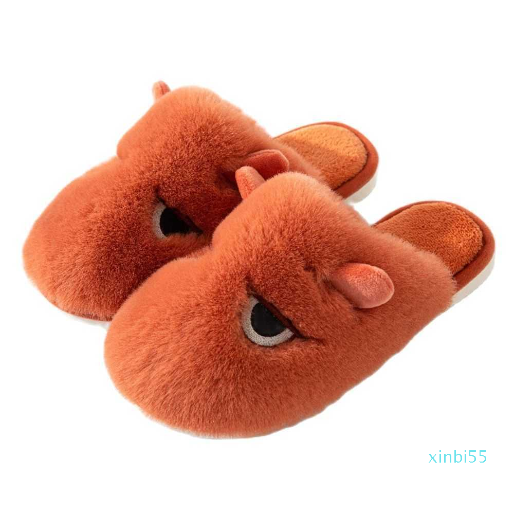 

Women Winter Home Slippers Cartoon Non-slip Soft Warm House Shoes Men Ladies Girs Indoor Bedroom Couples Floor Footwear, Orange