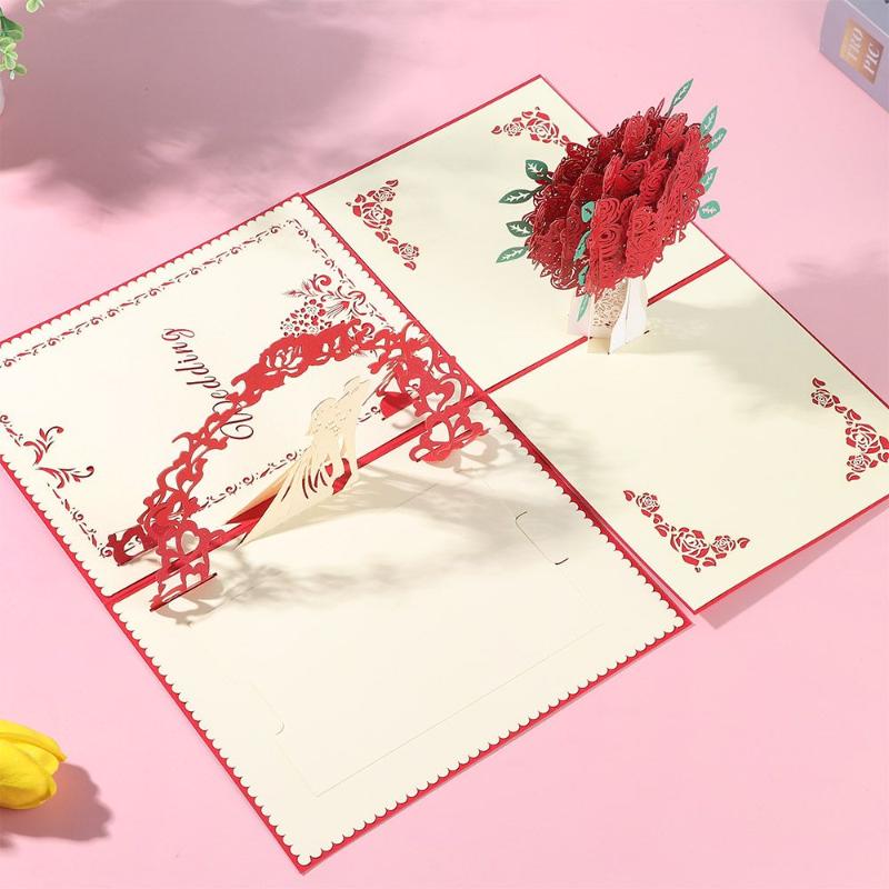 

Greeting Cards 1Pcs 3D Up Love With Envelope For Valentine's Day Anniversary Wedding Invitation Thank You