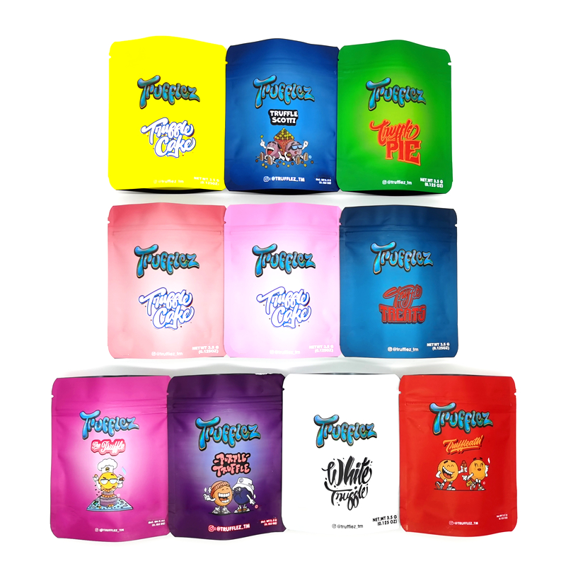 

10 designs empty trufflez smell proof package bag 3.5g resealable edibles mylar bags scotti tiuffle cake pie treats DHL free