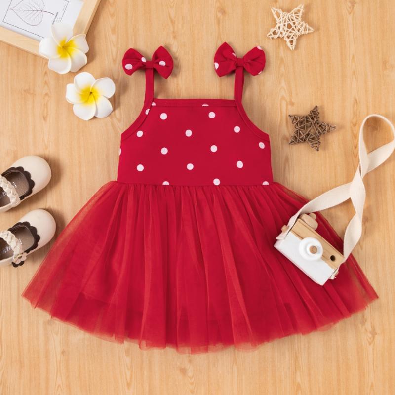 

Girl's Dresses Summer Spring Casual Dress Baby Girl Sleeveless Bowknot Sling Princess Girls, Red;yellow