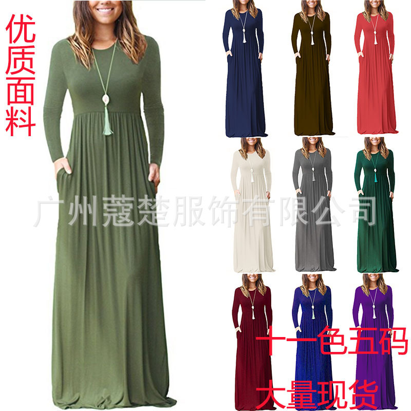 

autumn 2018 new long sve pocket drs, Black;gray