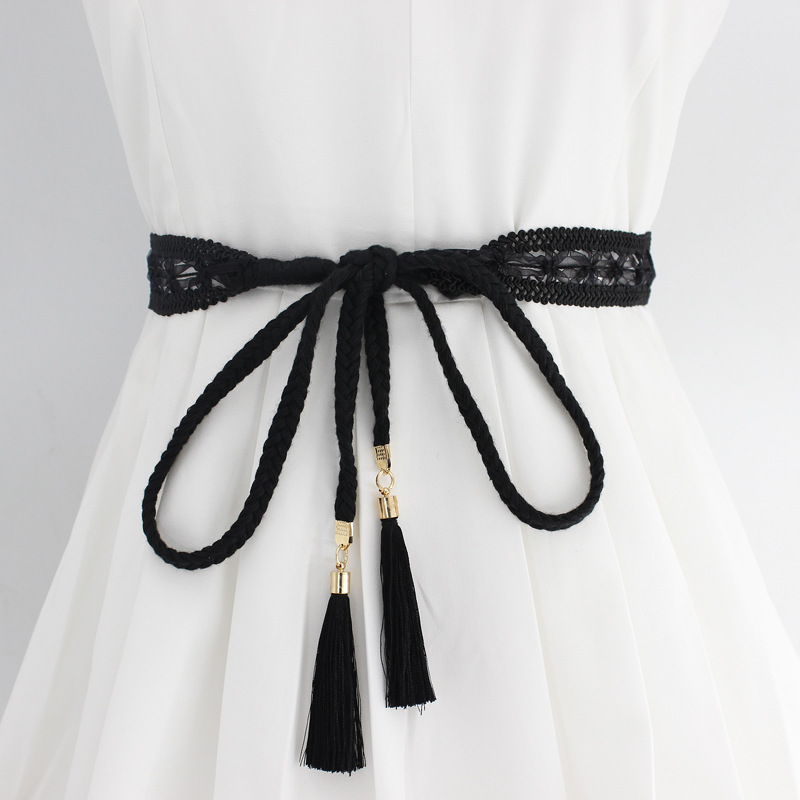 Cinturón Negro ancho para mujer cinturón con nudo geométrico cintu Cinturón Negro ancho para mujer cinturón con nudo geométrico cintu