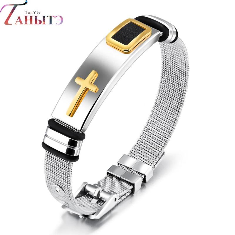 

Link, Chain TanYte Cross Titanium Steel Mesh With Bracelet Stainless GH878, Black