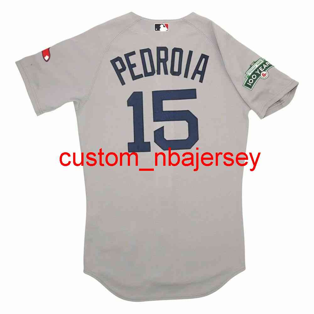 

Custom DUSTIN PEDROIA GRAY JERSEY FENWAY PARK COMMEMORATIVE SLEEVE PATCH Stitched Add Any Name Number XS-6XL Men Women Youth Baseball Jerseys, Black