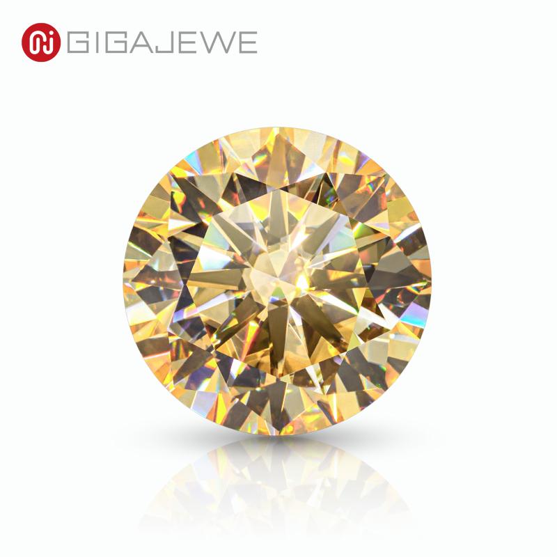 

Other GIGAJEWE Moissanite Hand-Cutting Round Champagne Color 8 Hearts And Arrows VVS1 Premium Loose Diamond Test Passed Gemstone