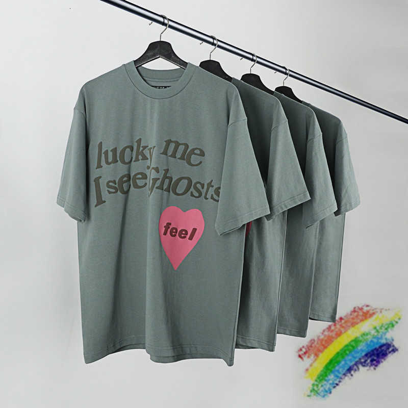 

Men's T-Shirts t shirts Foam Printing Kanye West T-shirt Men Women Lucky Me I See Ghosts Tee Pink Heart-shaped Feel Tops Sunday Se ZP4Z, White;black