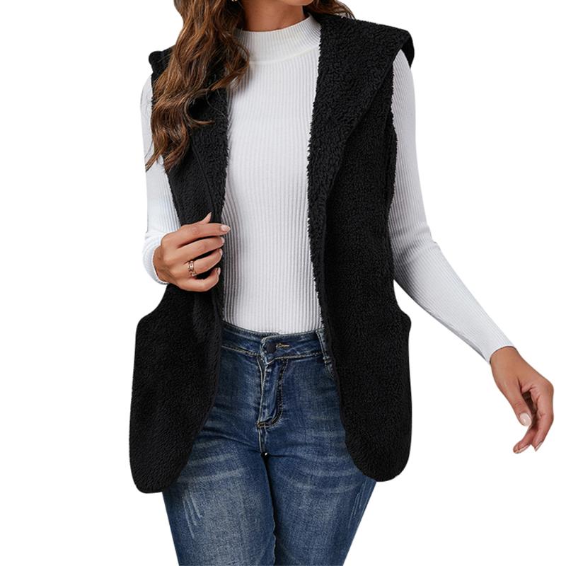 

Women's Vests 2022 Womens Fleece Sleeveless Coat Fashion Vest Top Overcoat Winter Warm Loose Casual Tank Tops Outwear, Black;white