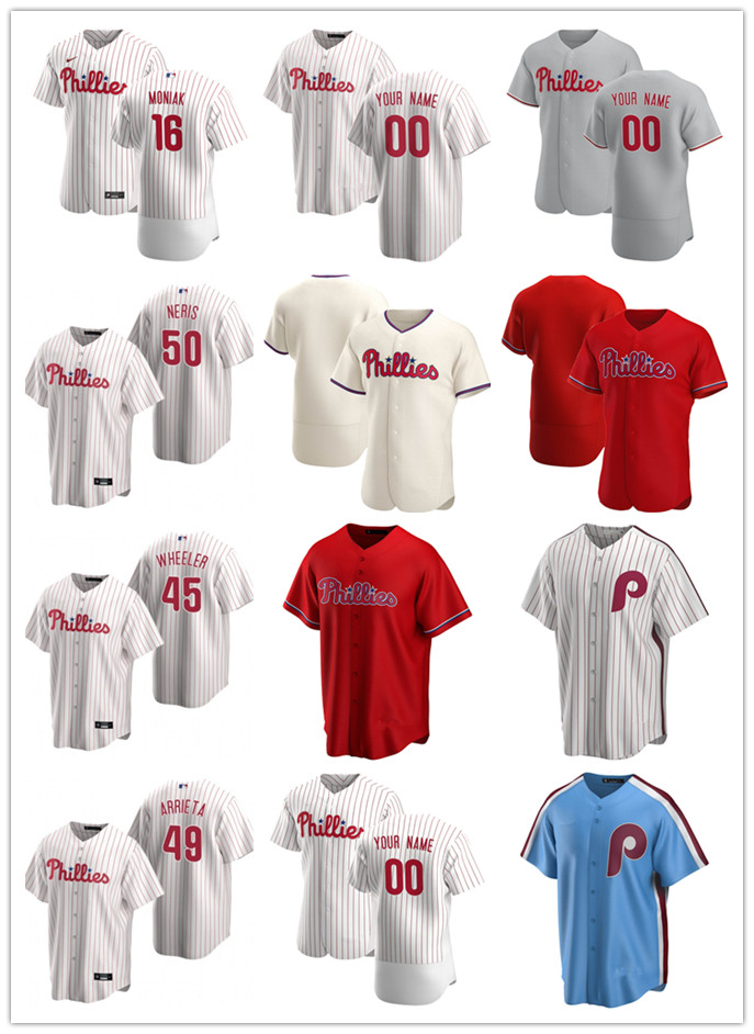 

Custom Jersey Men women youth Philadelphia Phillies 49 Jake Arrieta 45 Zack Wheeler 50 Hector Neris Baseball Jerseys, Blue;black
