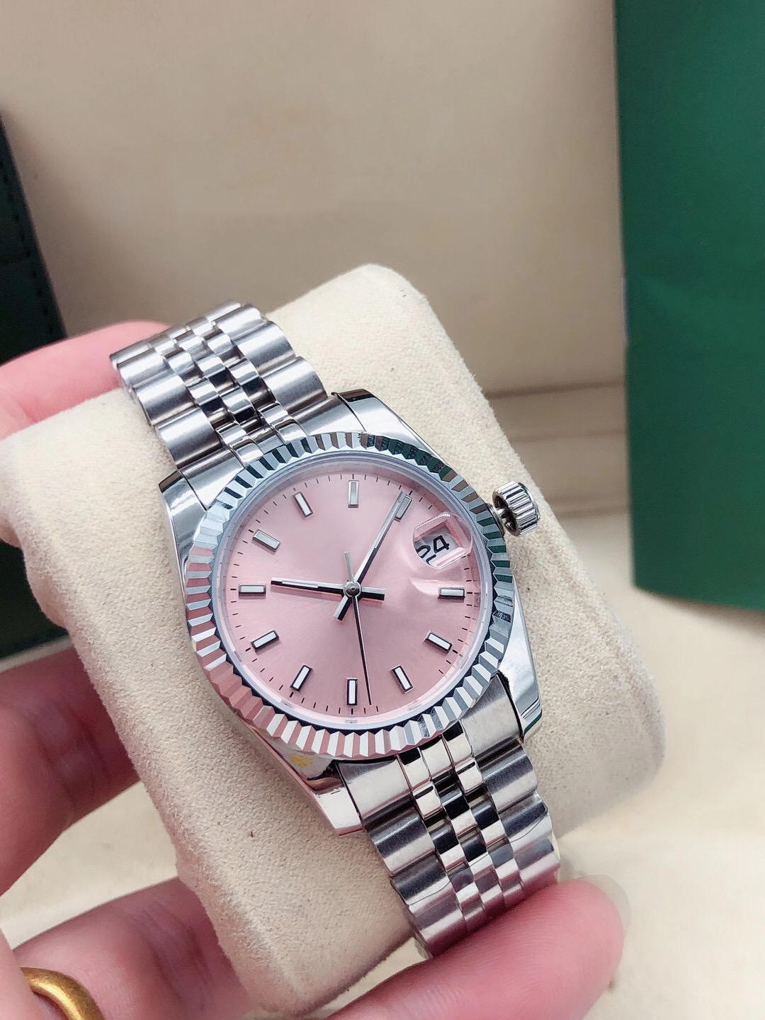 

Fashion Mens Watch 41mm Datejust Automatic Mechanical 2813 Movement Men's Watches Pink Dial Stainless Steel Strap Sports Designer Men Wristwatches, 1pcs screwdriver