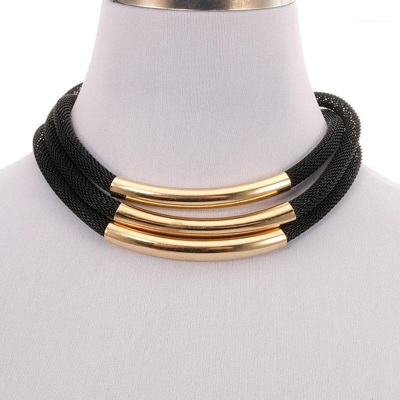 

Statement Women Men Punk Trendy Layered Blue Black Metal Tube Pipe Collar Chain Choker Necklace Fashion Jewelry Chains