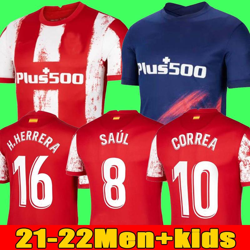 

Atletico soccer jerseys 21 22 JOÃO FÉLIX MADRID 2021 2022 M. LLORENTE KOKE SAUL SUAREZ Correa Carrasco camiseta football shirts uniforms men + kids kit sets LEMAR DEMBELE, 21/22 home men jersey