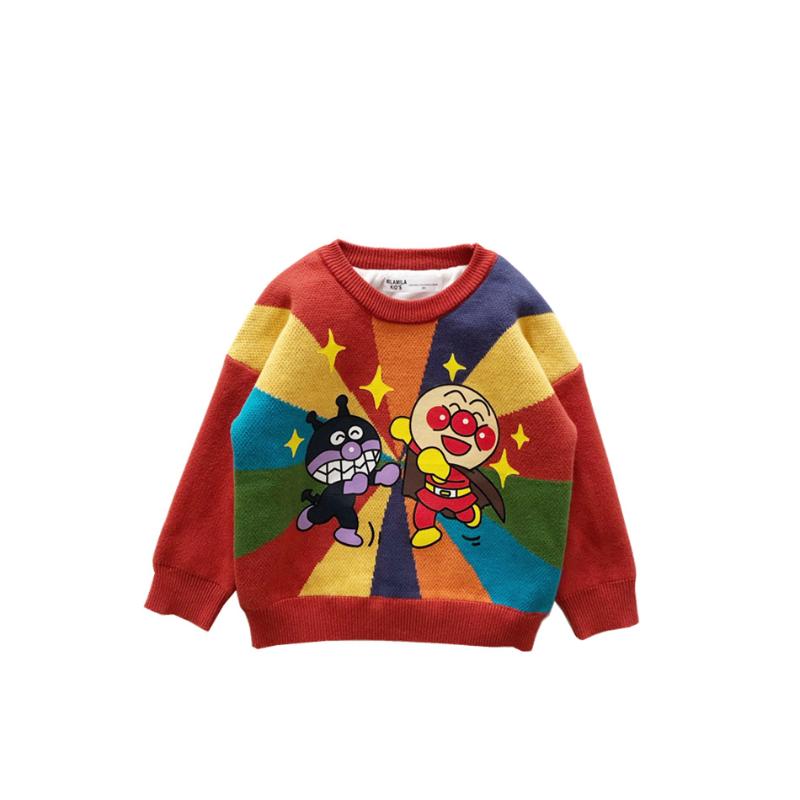 

Cute Boys And Girls' Colorful Rainbow Plush Sweater For Winter Cardigan, Blue
