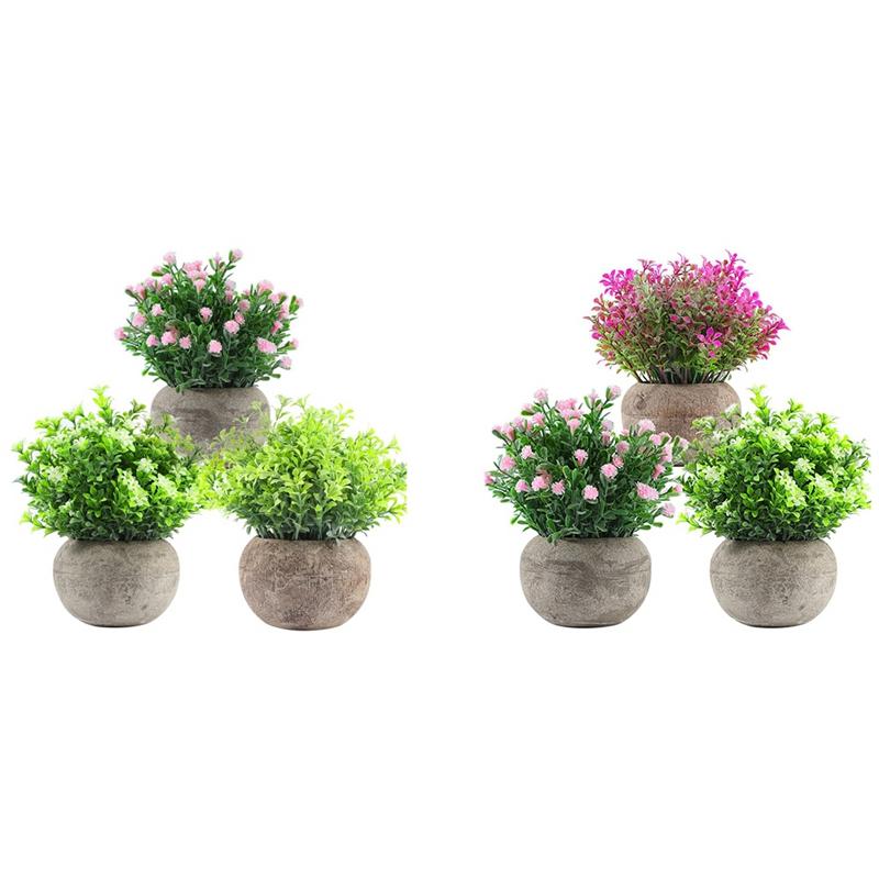

Decorative Flowers & Wreaths Artificial Plants Indoors In Pots - Fake And Set Of 3 Lifelike Faux For Home Pink White