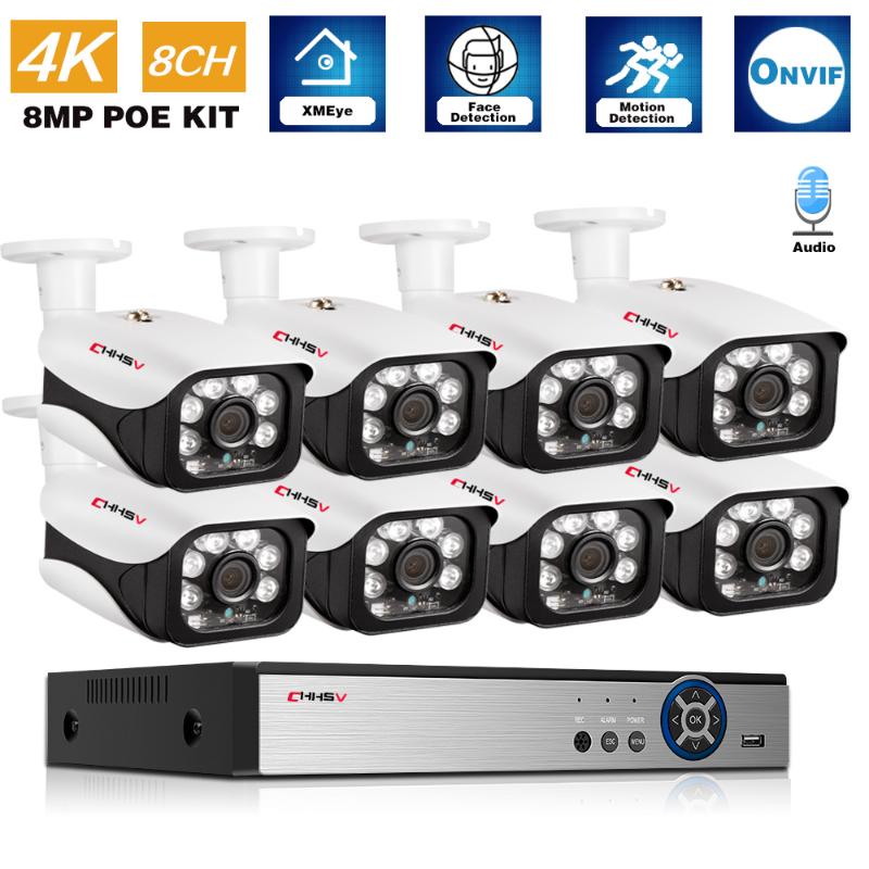 

Wireless Camera Kits CCTV Security System Kit 4k 8ch NVR POE Outdoor Waterproof Audio IP Monitoring Video Surveillance Set 16CH