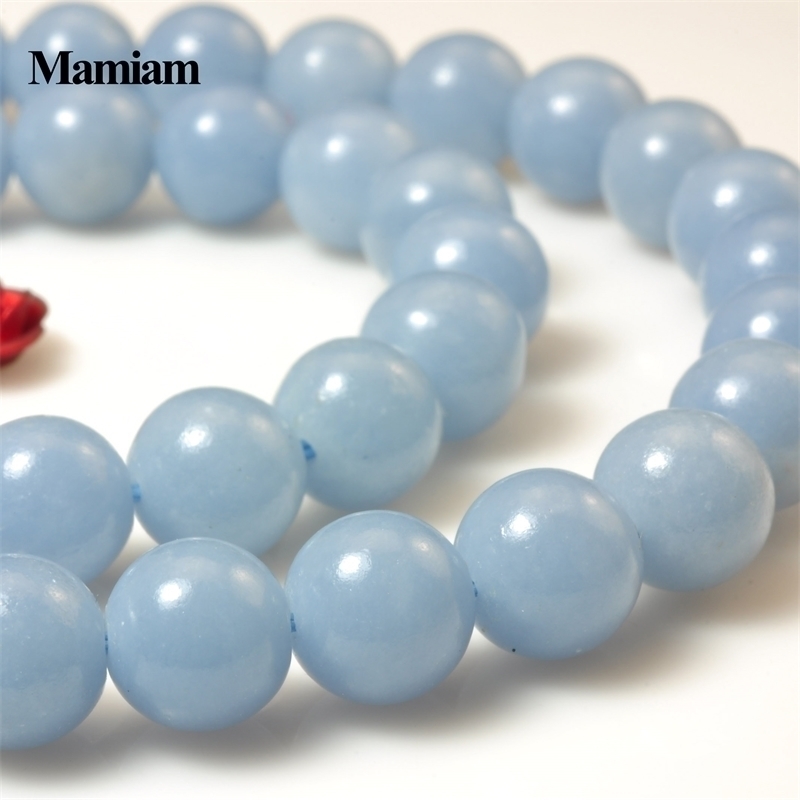 

Mamiam Natural A Peru Blue Angelite Beads 6mm 8mm Smooth Loose Round Stone Diy Bracelet Necklace Jewelry Making Gemstone Design