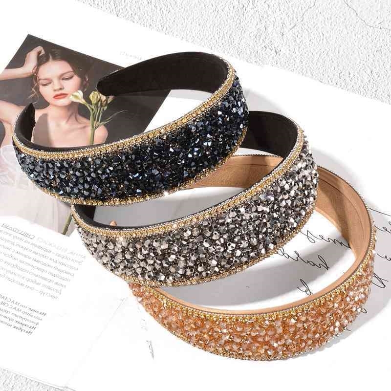 

beads Adult wide crystal edge pressed hair jewelry celebrity Rhinestone Headband