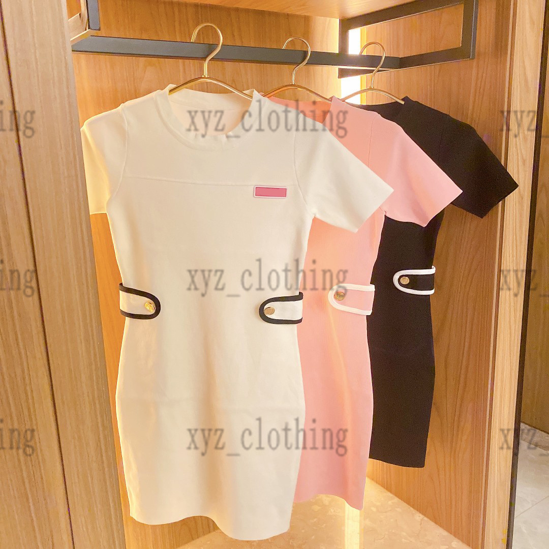 

top designer t-shirts dress short sleeve shirt womens shirts color matching dresses summer vintage print high-end polo Collar Waist Drawstring Design sleeves skirts, 04