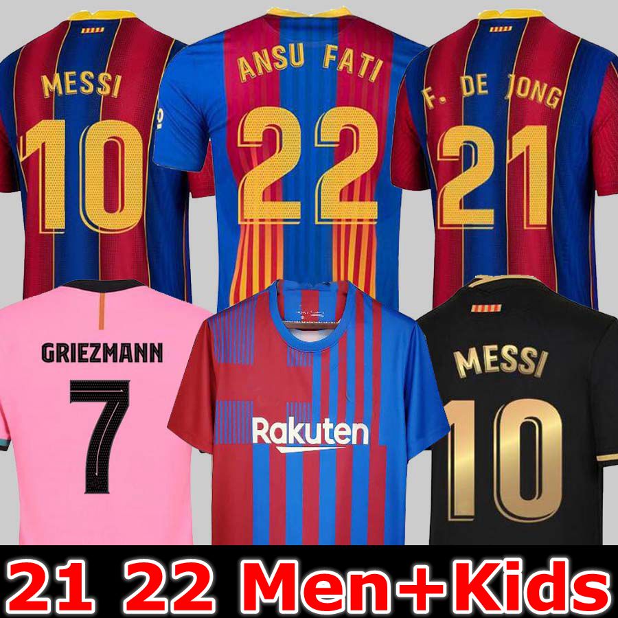 

21 22 Barcelona soccer jersey 2021 2022 MESSI ANSU FATI camiseta futbol Barca GRIEZMANN DE JONG Maillots thailand football shirt 4th, 03/04 away jeresy