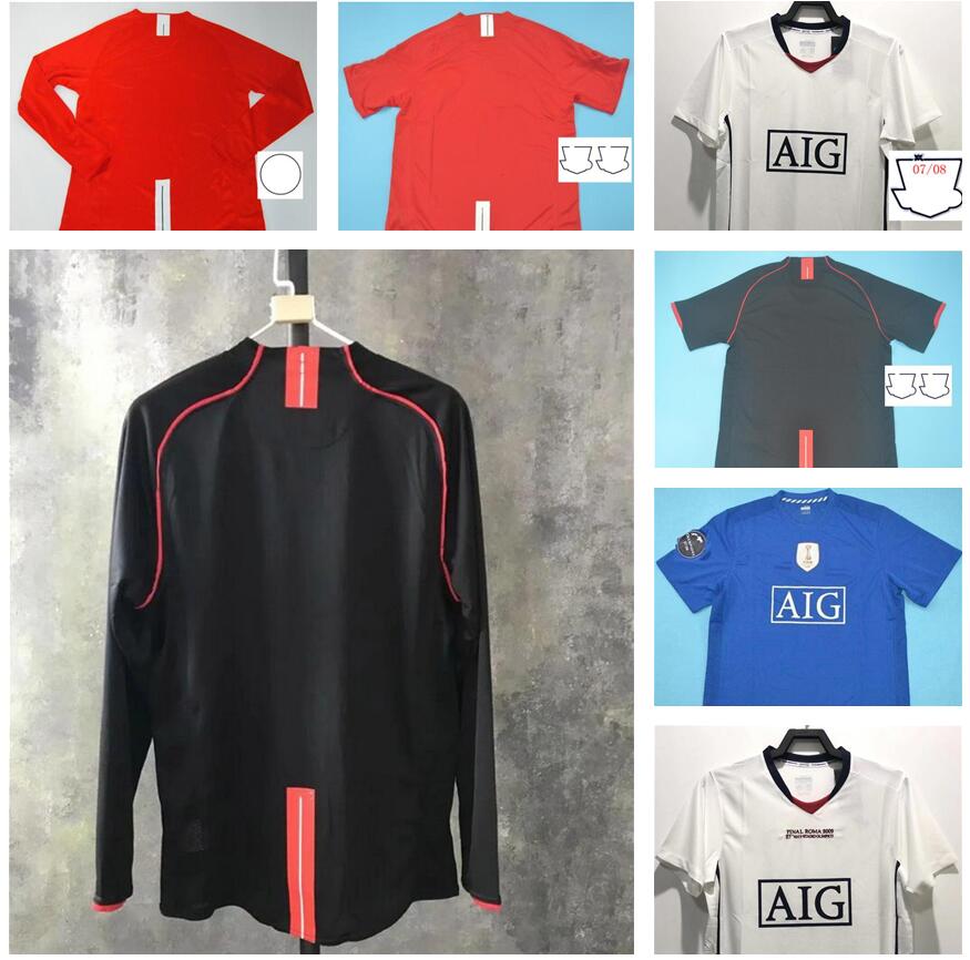 

RONALDO Rooney Saha RETRO 2007 2008 2009 soccer jerseys UNITED FOOTBALL SHIRTS 07 08 Vintage classic Nani MAN UTD Camiseta long sleeve
