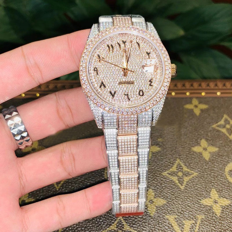 

Mens Watch Automatic Mechanical Watches 41mm Women Wristwatches Full Diamond Sapphire Mirror Montre de Luxe Perfect Quality, Box