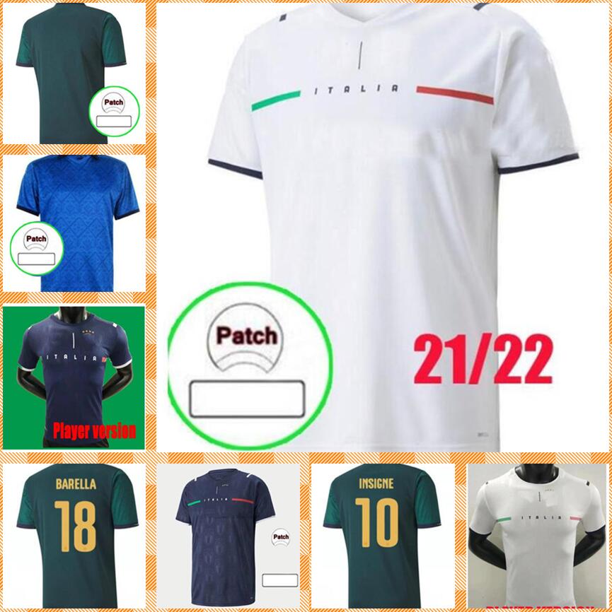 

2021 2022 Italy soccer Jersey fans Player version BELOTTI JORGINHO EL INSIGNE VERRATTI Immobile Chiesa men kids 21 22 Italia maillots FOOTBALL SHIRT, Black;yellow