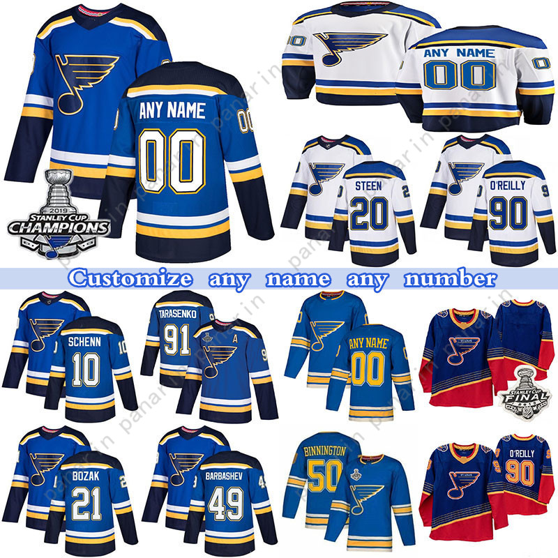 

Custom St Louis Blues hockey jerseys 91 Vladimir Tarasenko 50 Binnington 10 Brayden Schenn 99 Wayne Gretzky any number and name, Blue retro final patch