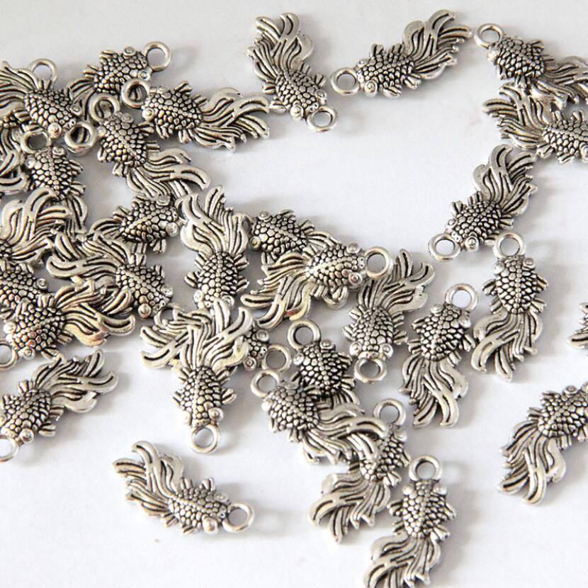 

Antique silver cute little goldfish Charms mobile phone trinket pendant DAXD015 Charm mix order