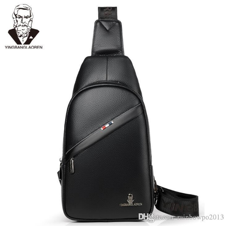 

Factory wholesale men bag business dermis fashion slanting shoulder Baotou layer cowhide businesses mens chest bags outdoor leather riding handbag, Brown(boutique box)
