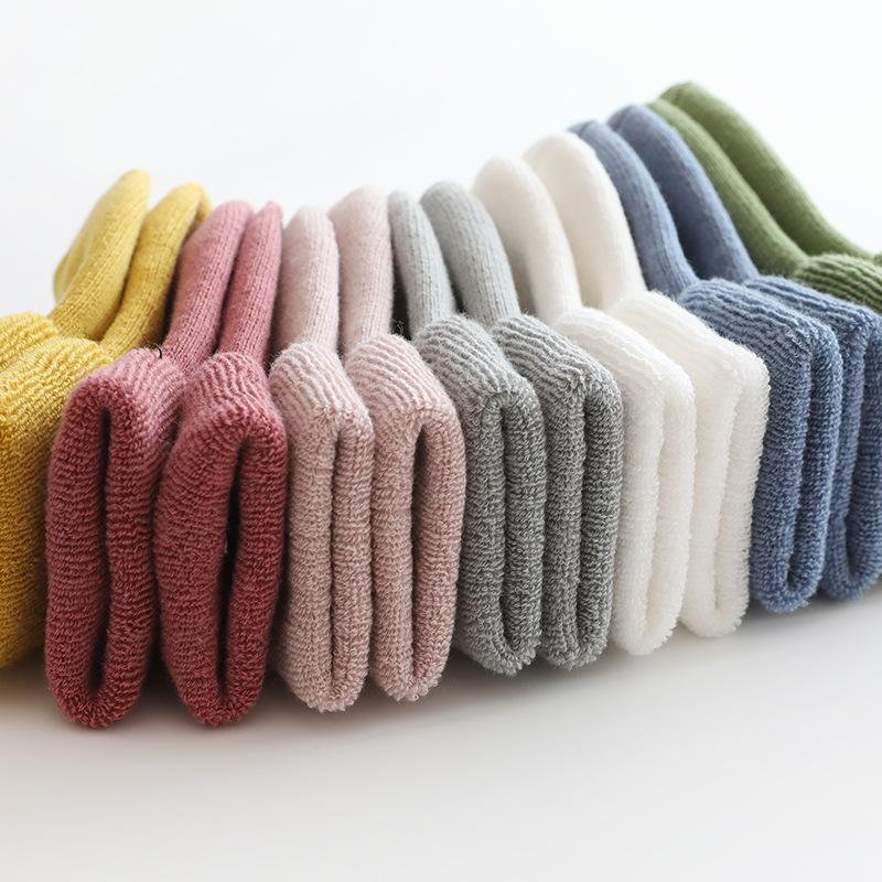 

Socks 7 Pair Winter Warm Thick Baby Girls BoySocks Born Terry Anti Slip For Solid Infant Clothes Accessories, Red