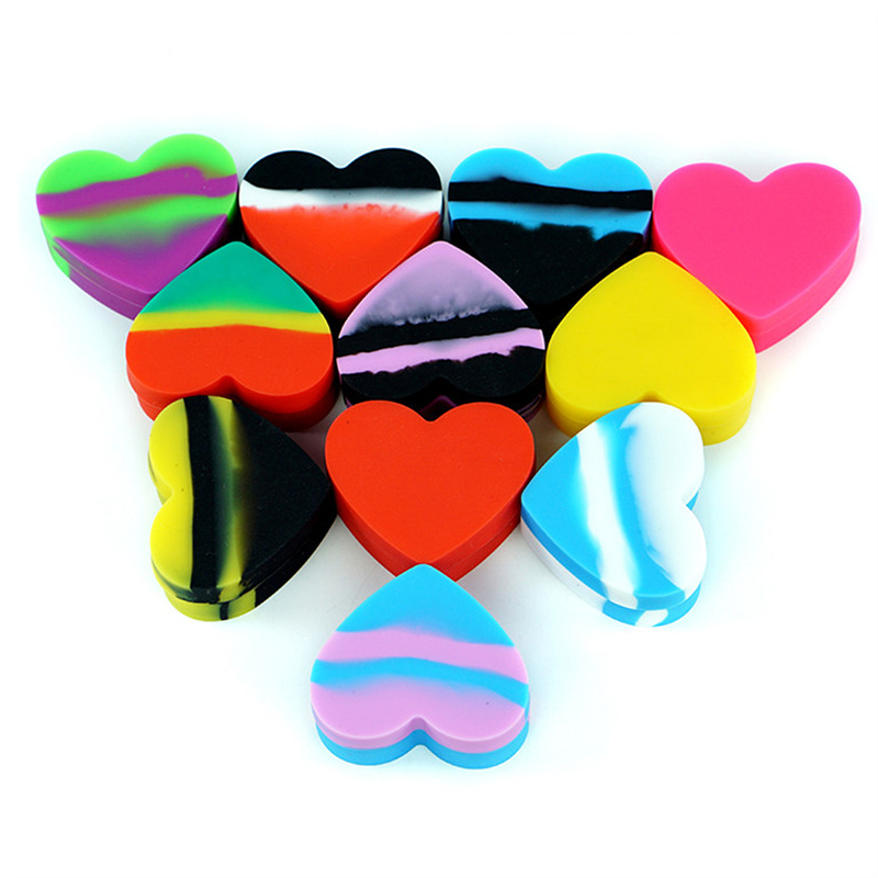 

Heart Shaped Wax Container Silicone Jar 17 Ml Non Stick Multi Color Use Dab Containers MOQ 20 Pieces