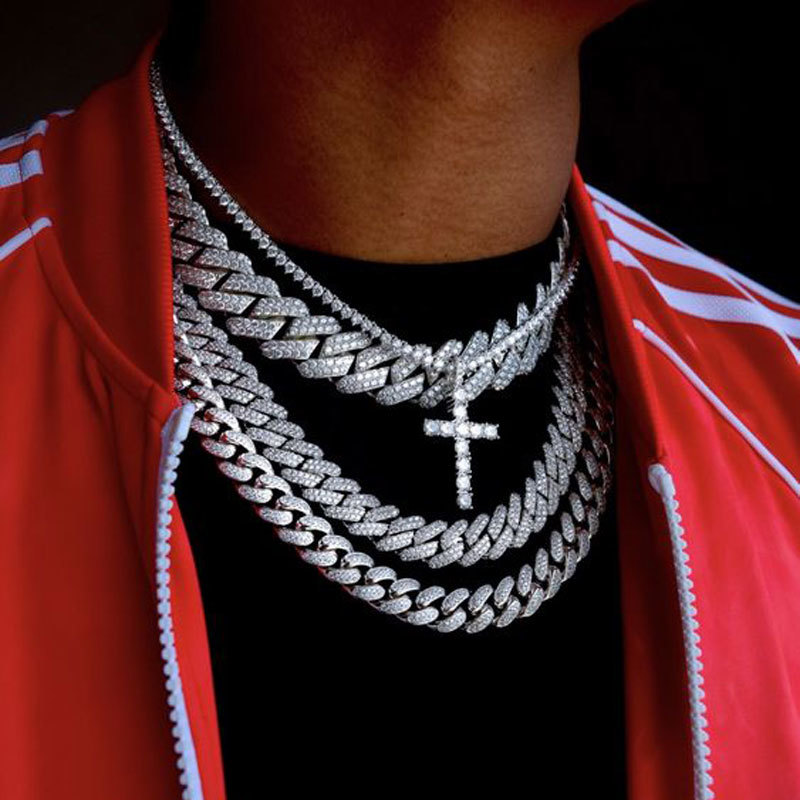 

Black Man Hip Hop Chains Wholesale Men's Necklace Iced Out Miami Cuban Chain Bracelet Rapper Jewelry Dropshipping X0509