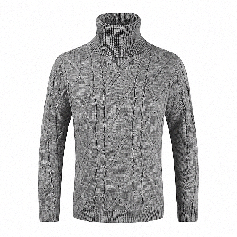 Men's Pullover Knitted Solid Color Chunky Long Sleeve Sweater Cardigans Turtleneck Fall Winter Black Gray Green N1xA#