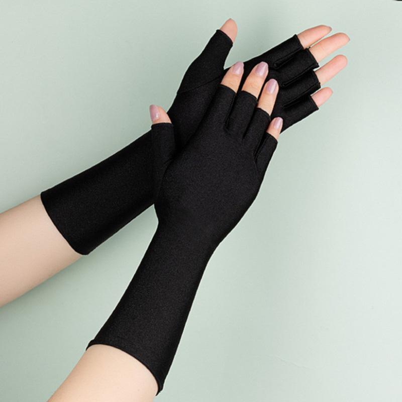 

Five Fingers Gloves Summer Women UV Sunscreen Sport Cycling Non-slip Sun Mittens Thin Elasticity Spandex Half Finger Touch Screen Driving I6