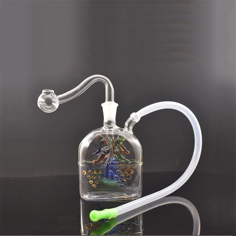 

New Dolphin Oil Burner Bong Water Pipes with 10mm Male Thick Pyrex Glass Oil Burner Pipe Silicone Tube for Smoking