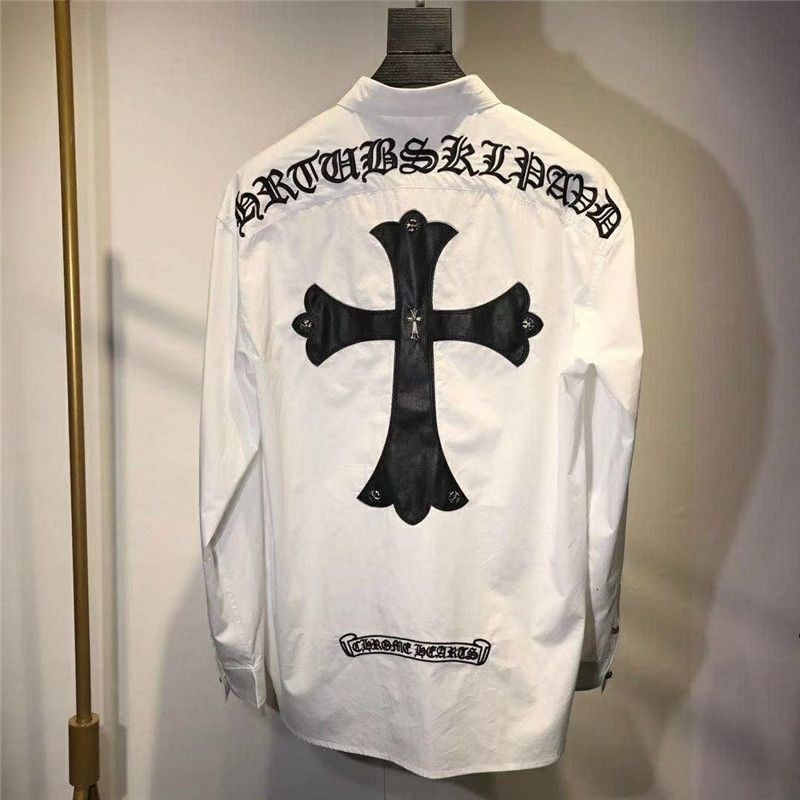 

2020 autumn new cross croxin nailed shirt men's long sleeve trendy printed letter coat, White;black
