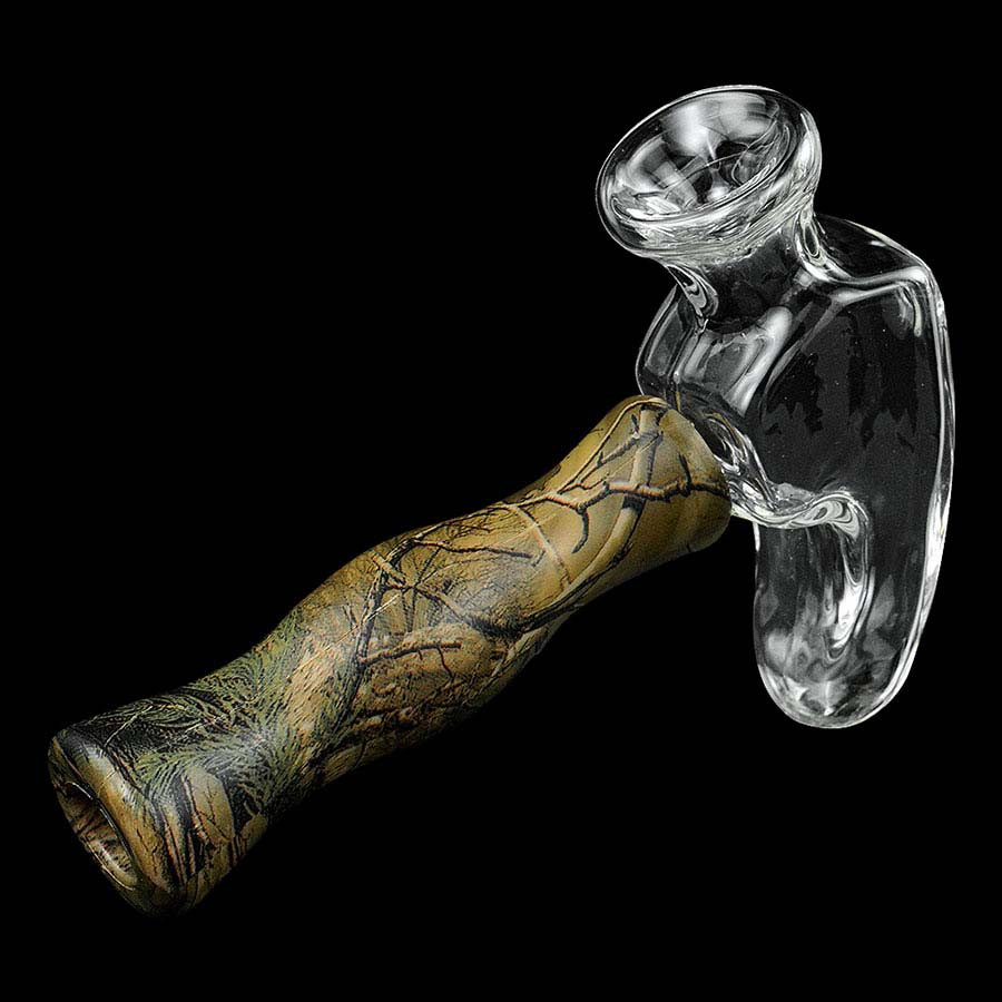 

Hand Pipes 4.6" smoking pipe silicone oil burner tobacco wax spoon glass bowl hammer