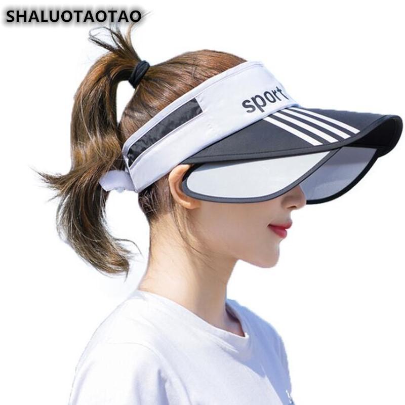 

Wide Brim Hats SHALUOTAOTAO Fashion Female Cycling Sun Protection Anti-UVShading Empty Top Big Summer Hat Adjustable Size Sombrero, Blue;gray