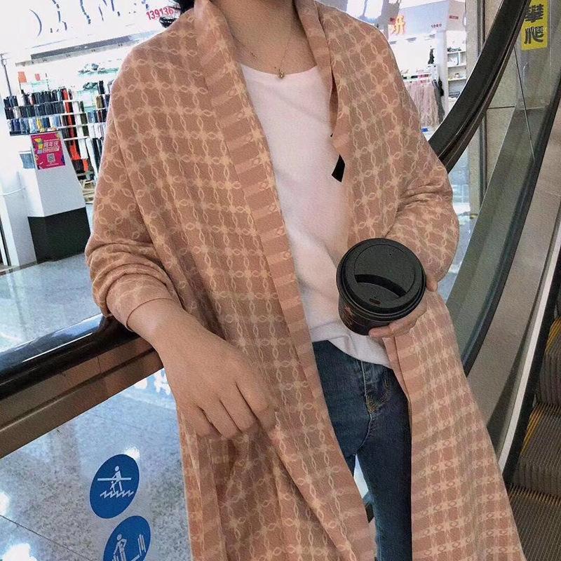 

Scarves Imitation Cashmere Scarf Women's Copper Money Flower Grid Autumn And Winter Temperament Warm Comfortable Shawl Neck Two-use, Blue;gray